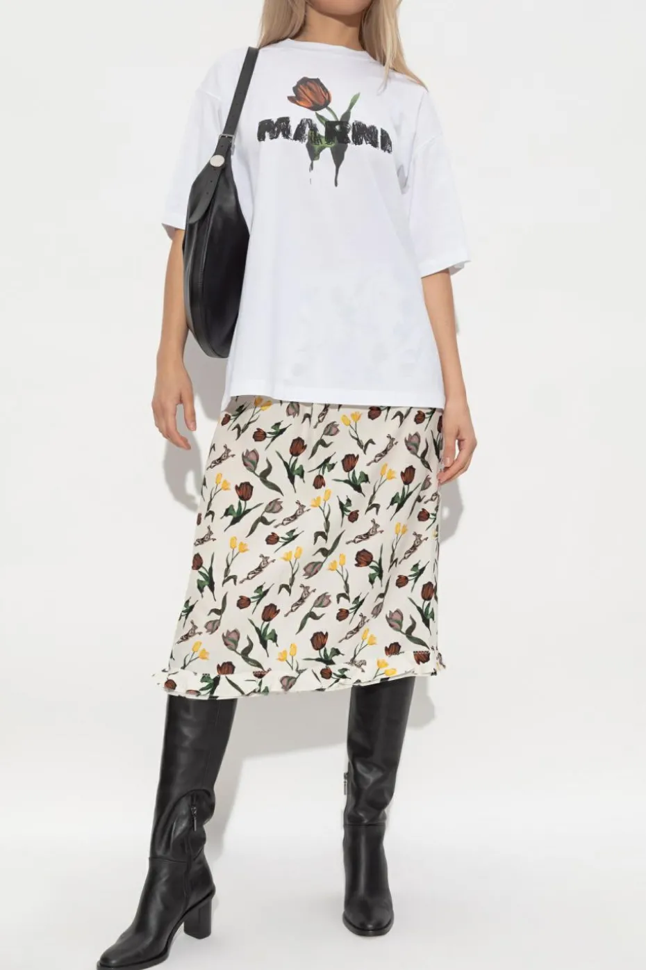Marni BIAŁY T-shirt z logo