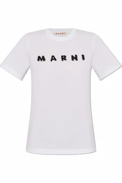 Marni BIAŁY T-shirt z nadrukowanym logo
