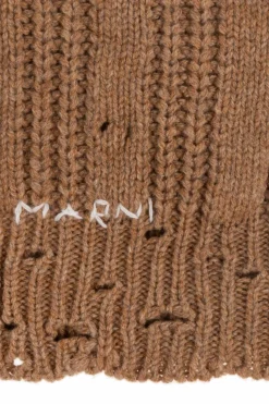 Marni BRĄZOWY Szalik z logo