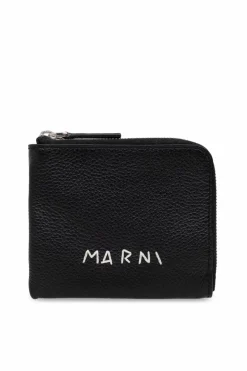 Marni CZARNY Portfel z logo