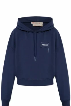 Marni GRANATOWY Bluza z logo
