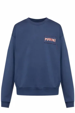 Marni GRANATOWY Bluza z logo