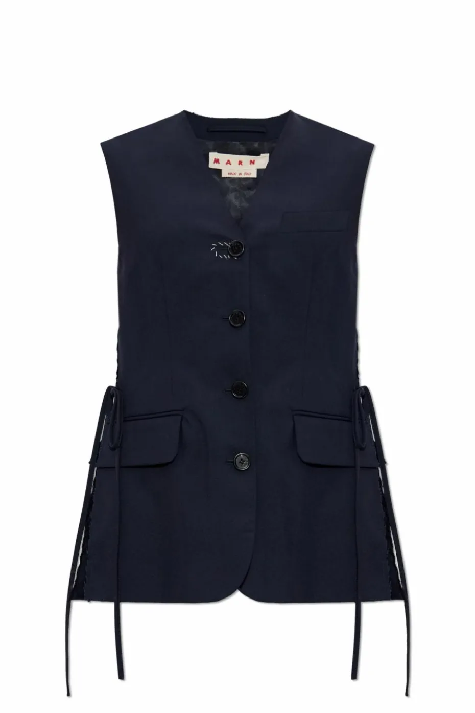 Marni GRANATOWY Kamizelka z efektem `vintage`