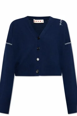 Marni GRANATOWY Krótki kardigan