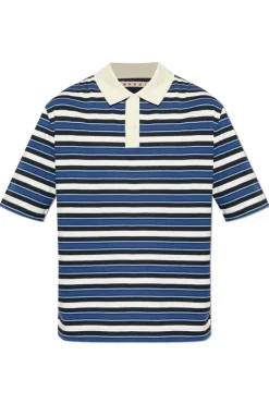 Marni GRANATOWY Polo z wzorem w paski