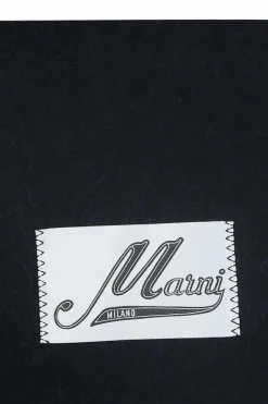 Marni GRANATOWY Szal z alpaki
