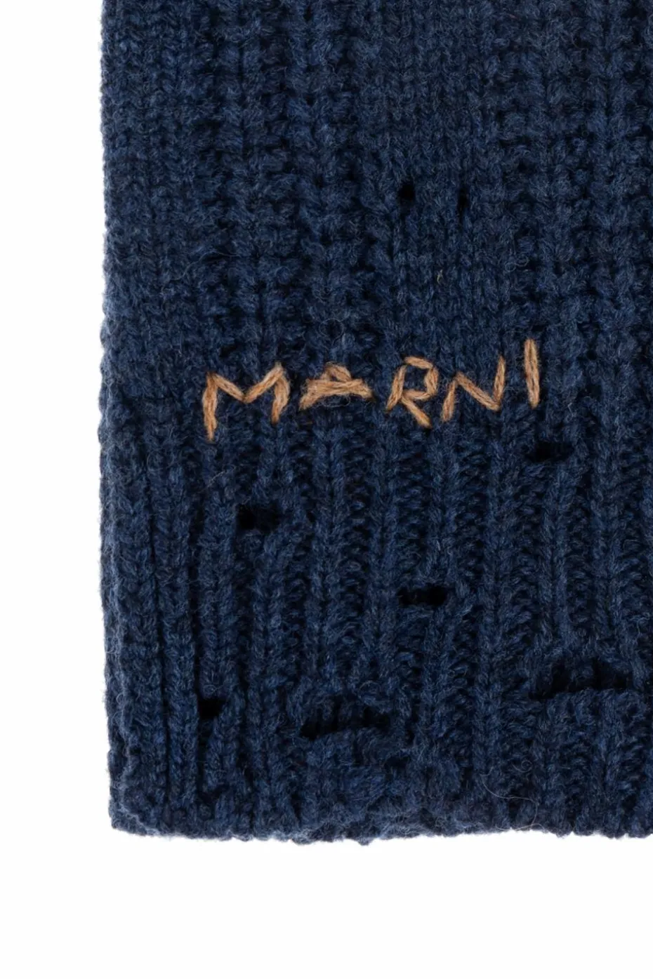 Marni GRANATOWY Szalik z logo
