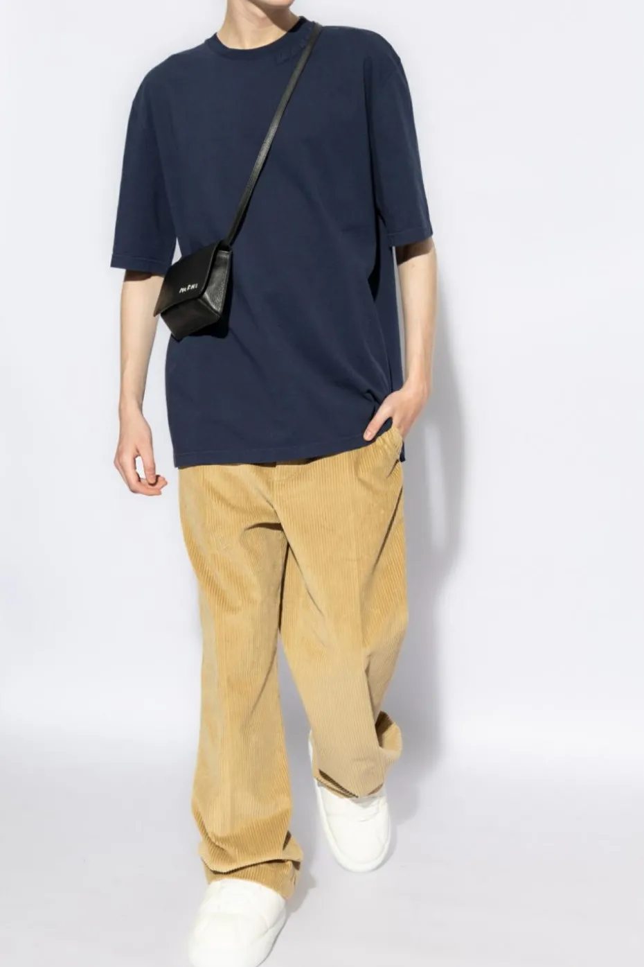 Marni GRANATOWY T-shirt z logo