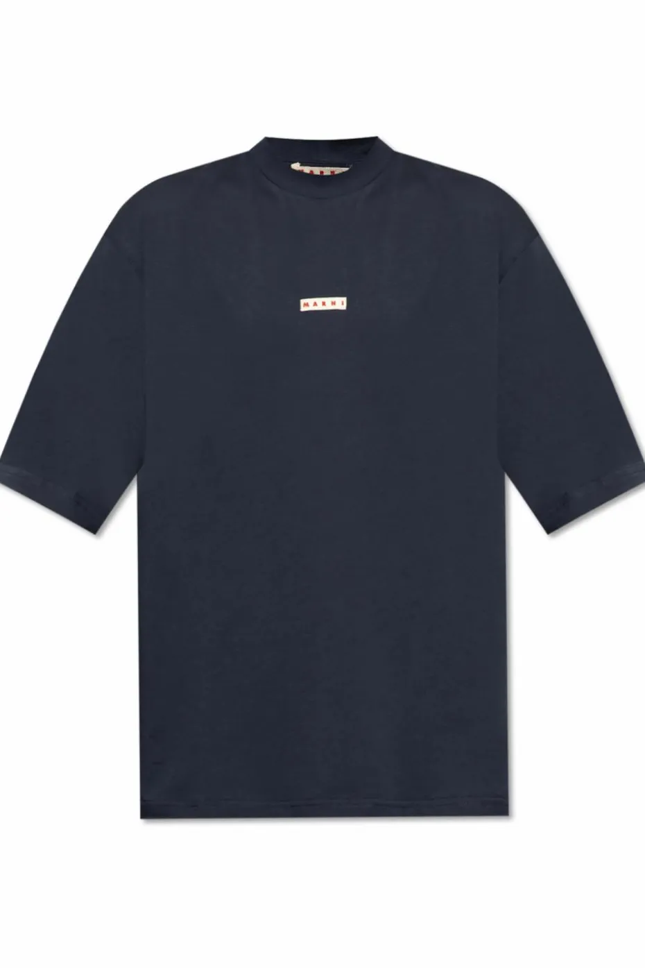 Marni GRANATOWY T-shirt z logo
