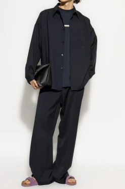 Marni GRANATOWY T-shirt z logo