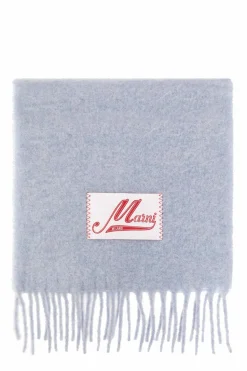 Marni jasnoniebieski Szal z naszywką z logo