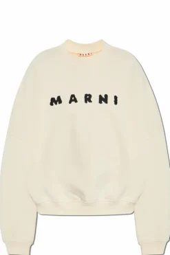 Marni kremowy Bluza z logo