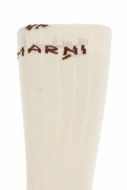Marni kremowy Skarpety z logo