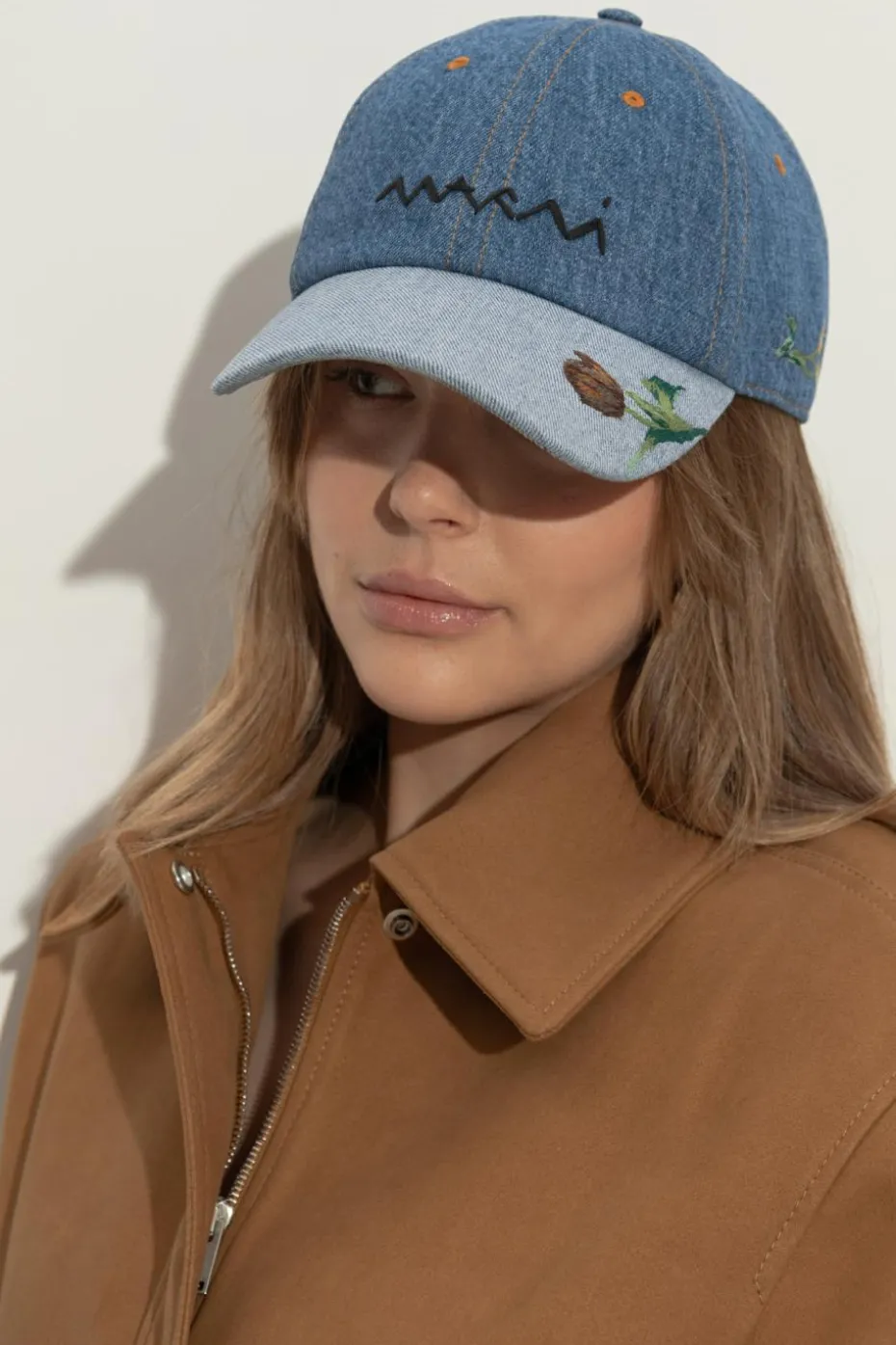 Marni NIEBIESKI Jeansowa czapka z daszkiem
