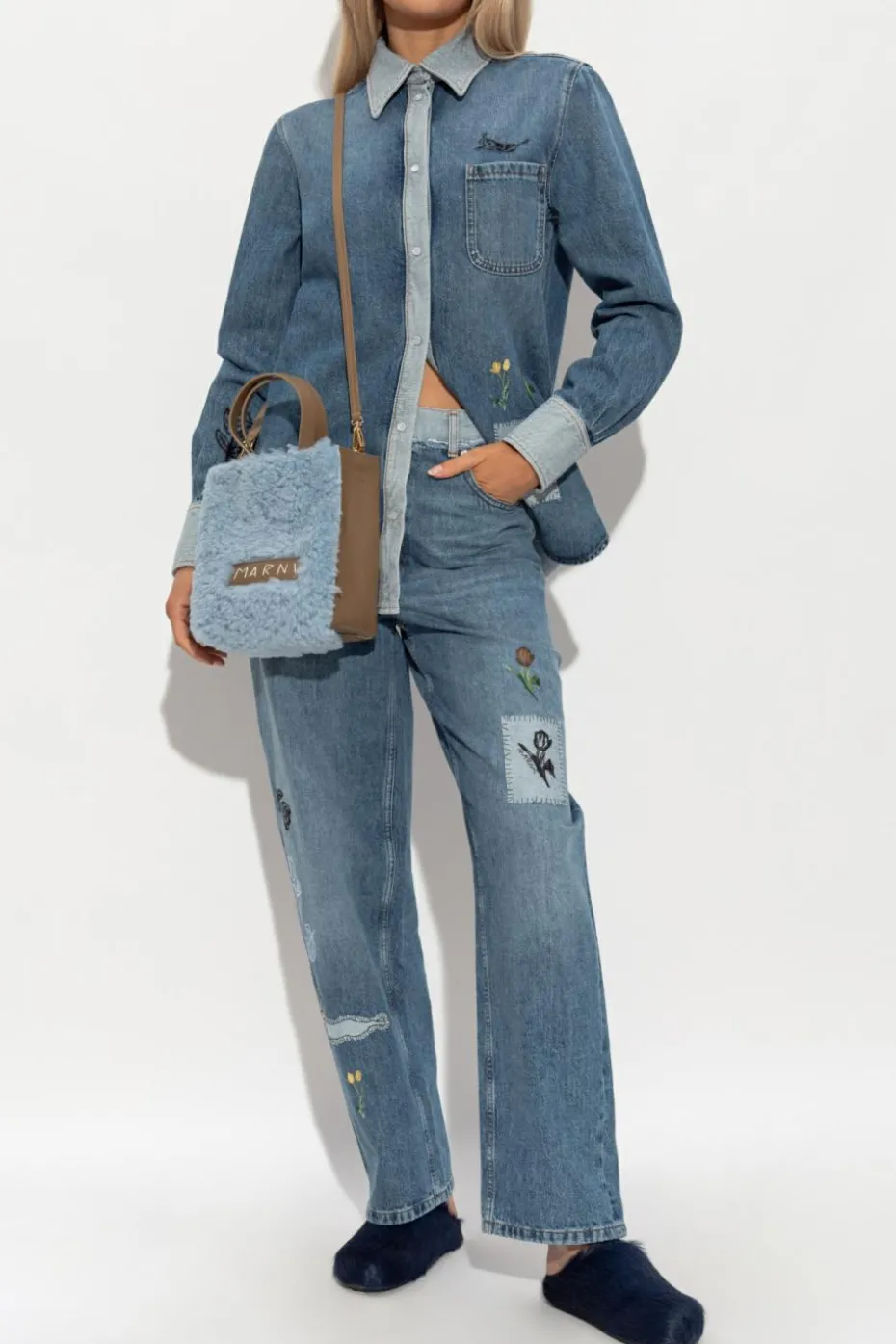 Marni NIEBIESKI Jeansy typu ‘wide leg’