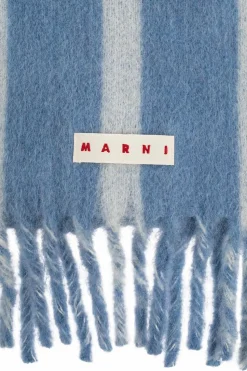 Marni NIEBIESKI Szal z logo