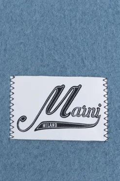 Marni NIEBIESKI Szal z naszywką z logo