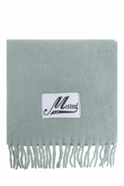 Marni ZIELONY Szal z naszywką z logo