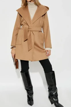 Max Mara beżowy Płaszcz `Rialto` z kapturem