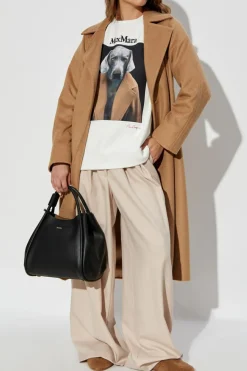 Max Mara beżowy Wełniany płaszcz