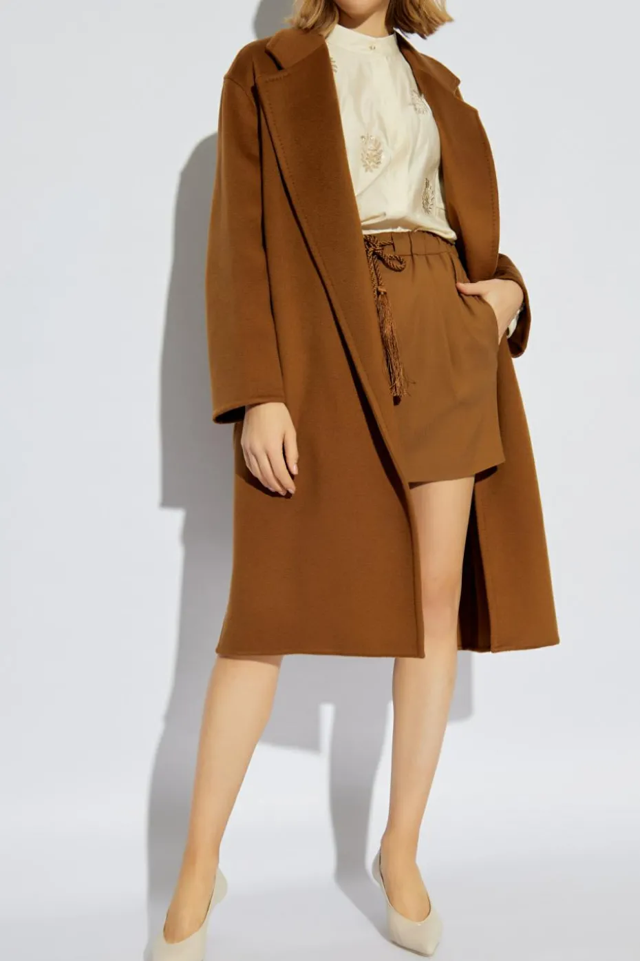 Max Mara BRĄZOWY Kaszmirowy płaszcz `Melinda`