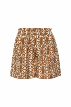 Max Mara BRĄZOWY Szorty z monogramem ‘Taiga’