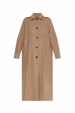 Max Mara BRĄZOWY Wełniany płaszcz