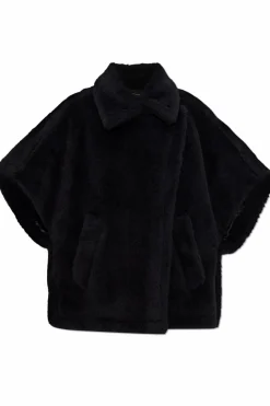 Max Mara CZARNY Futrzany płaszcz `Tebe`