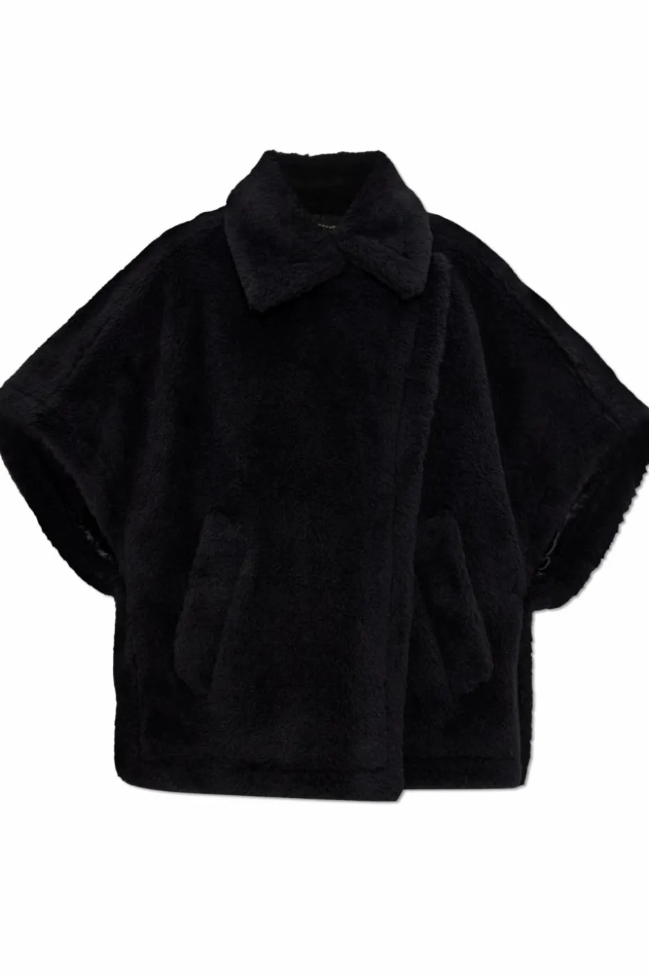Max Mara CZARNY Futrzany płaszcz `Tebe`