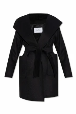 Max Mara CZARNY Wełniany płaszcz `Rialto`