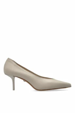 Max Mara kremowy Skórzane buty na obcasie