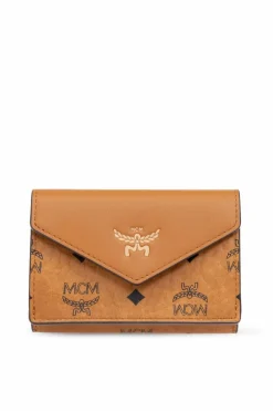 MCM BRĄZOWY Portfel z logo