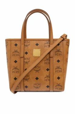 MCM BRĄZOWY Torba do ręki z monogramem
