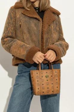 MCM BRĄZOWY Torba do ręki z monogramem