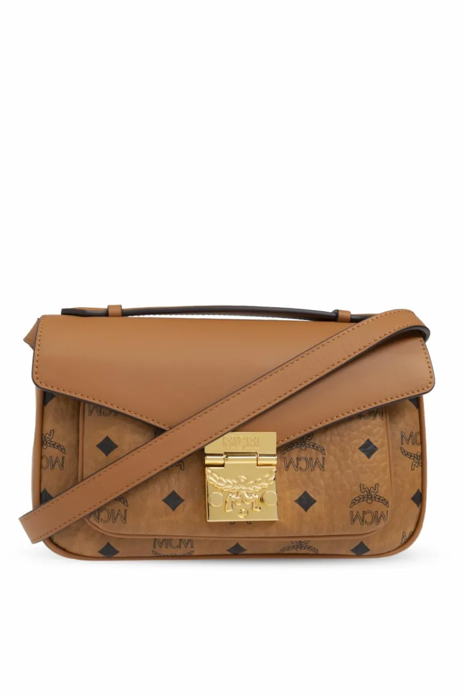 MCM BRĄZOWY Torba na ramię z monogramem