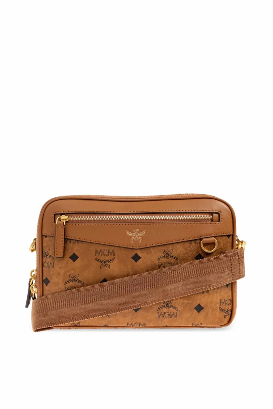 MCM BRĄZOWY Torba na ramię z monogramem