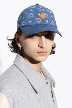 MCM NIEBIESKI Jeansowa czapka z daszkiem