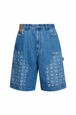 MCM NIEBIESKI Jeansowe szorty z monogramem