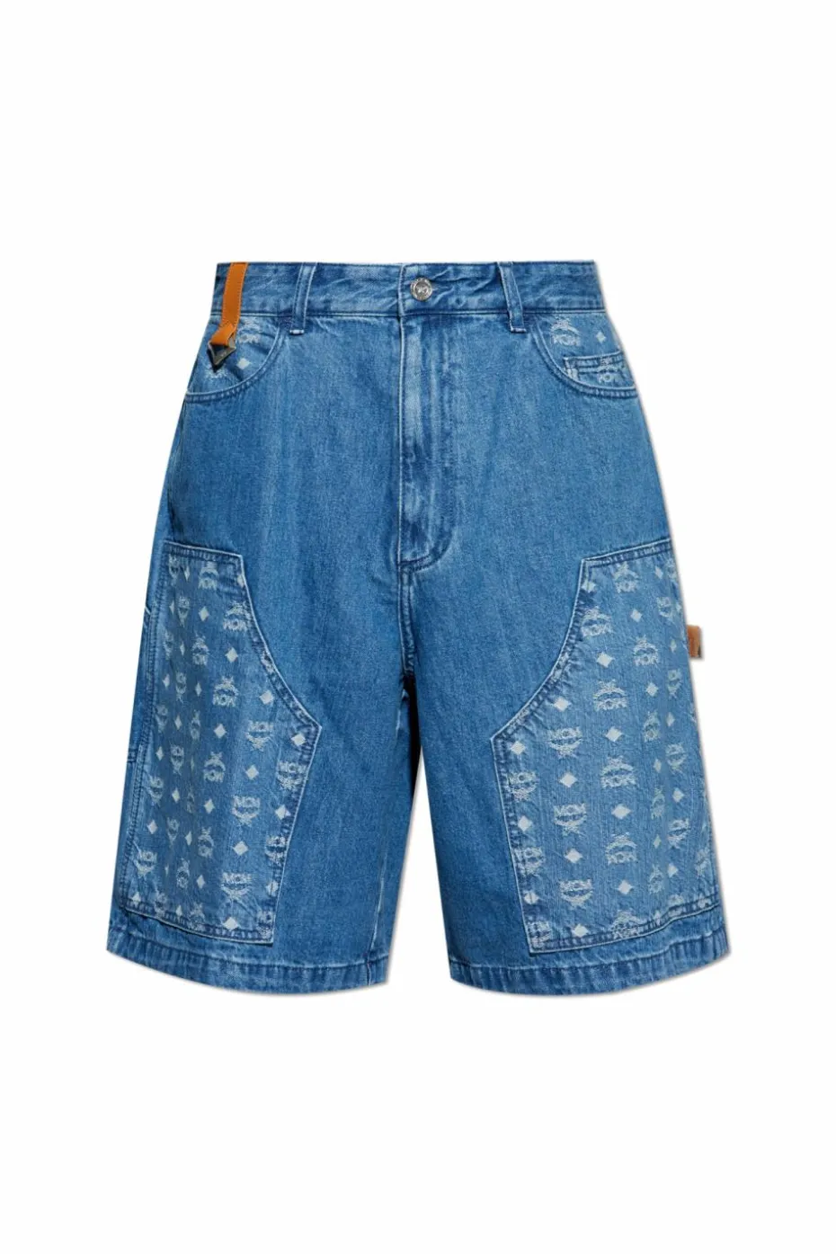 MCM NIEBIESKI Jeansowe szorty z monogramem