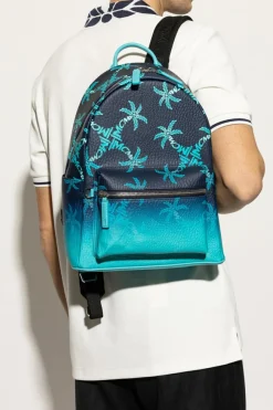 MCM NIEBIESKI Plecak z monogramem