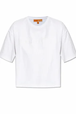 Michael Michael Kors BIAŁY T-shirt o luźnym kroju z wyszytym logo