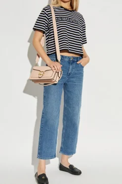 Michael Michael Kors CZARNY T-shirt ze wzorem w pasy