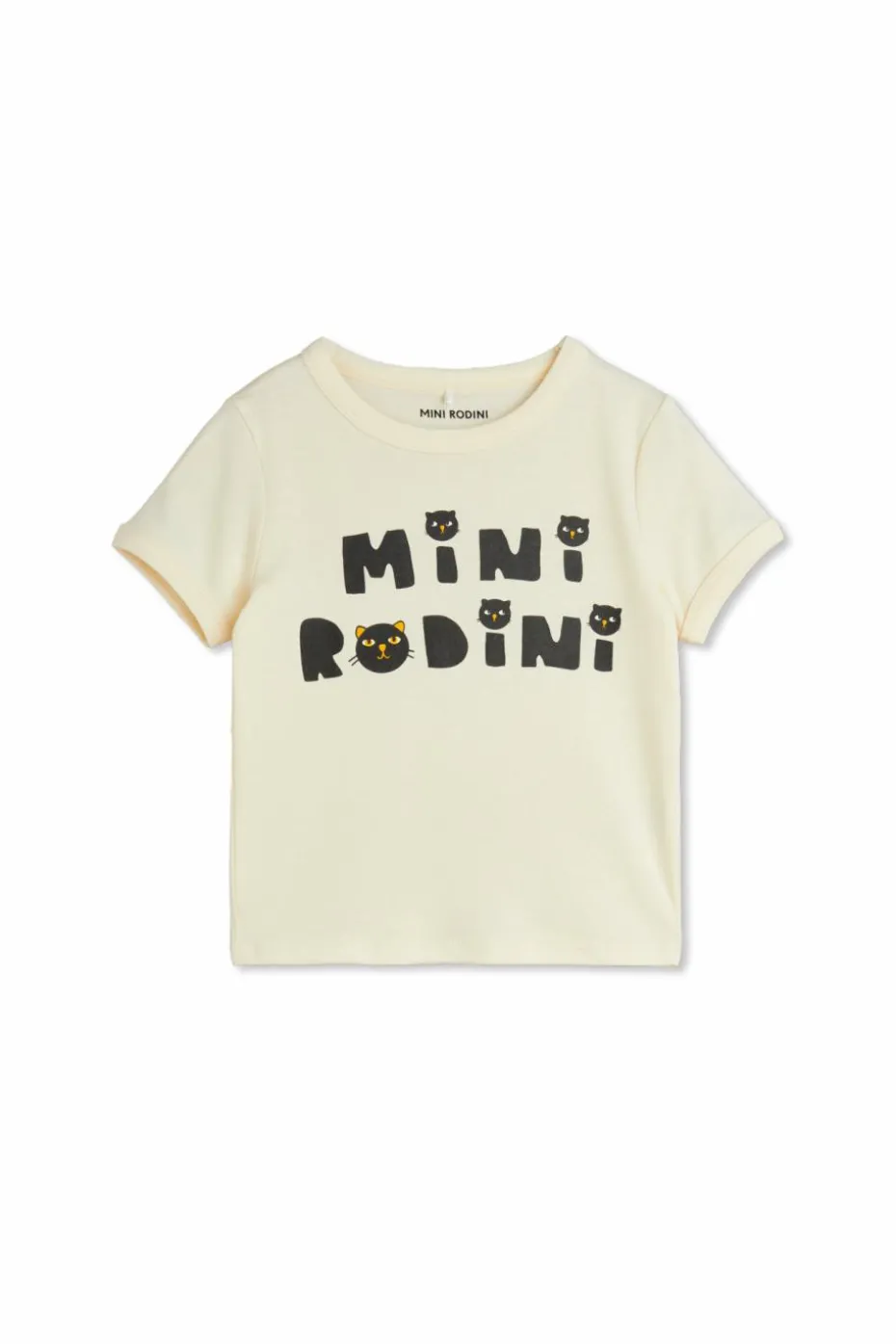 Mini Rodini kremowy T-shirt z nadrukowanym logo