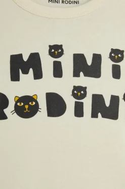 Mini Rodini kremowy T-shirt z nadrukowanym logo