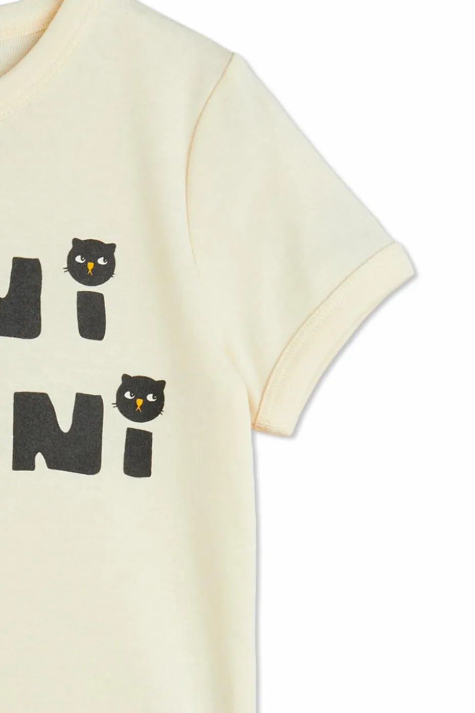 Mini Rodini kremowy T-shirt z nadrukowanym logo