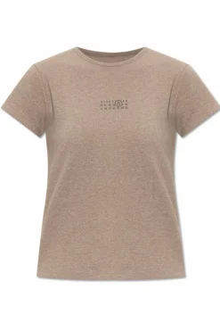 MM6 Maison Margiela beżowy Prążkowany top