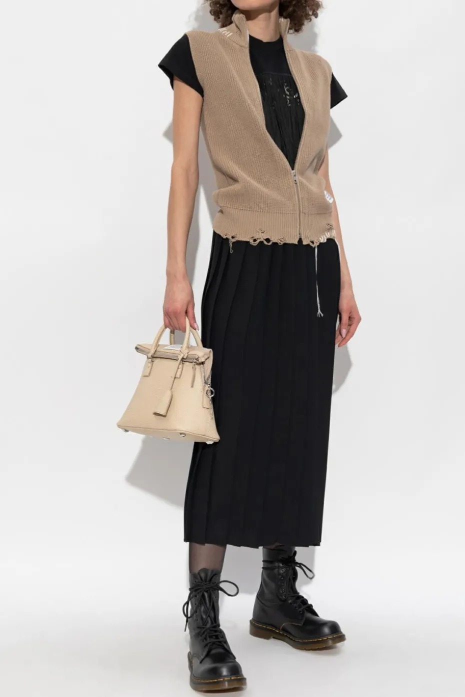 MM6 Maison Margiela beżowy Kamizelka z logo