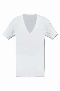 MM6 Maison Margiela BIAŁY Prążkowany sweter