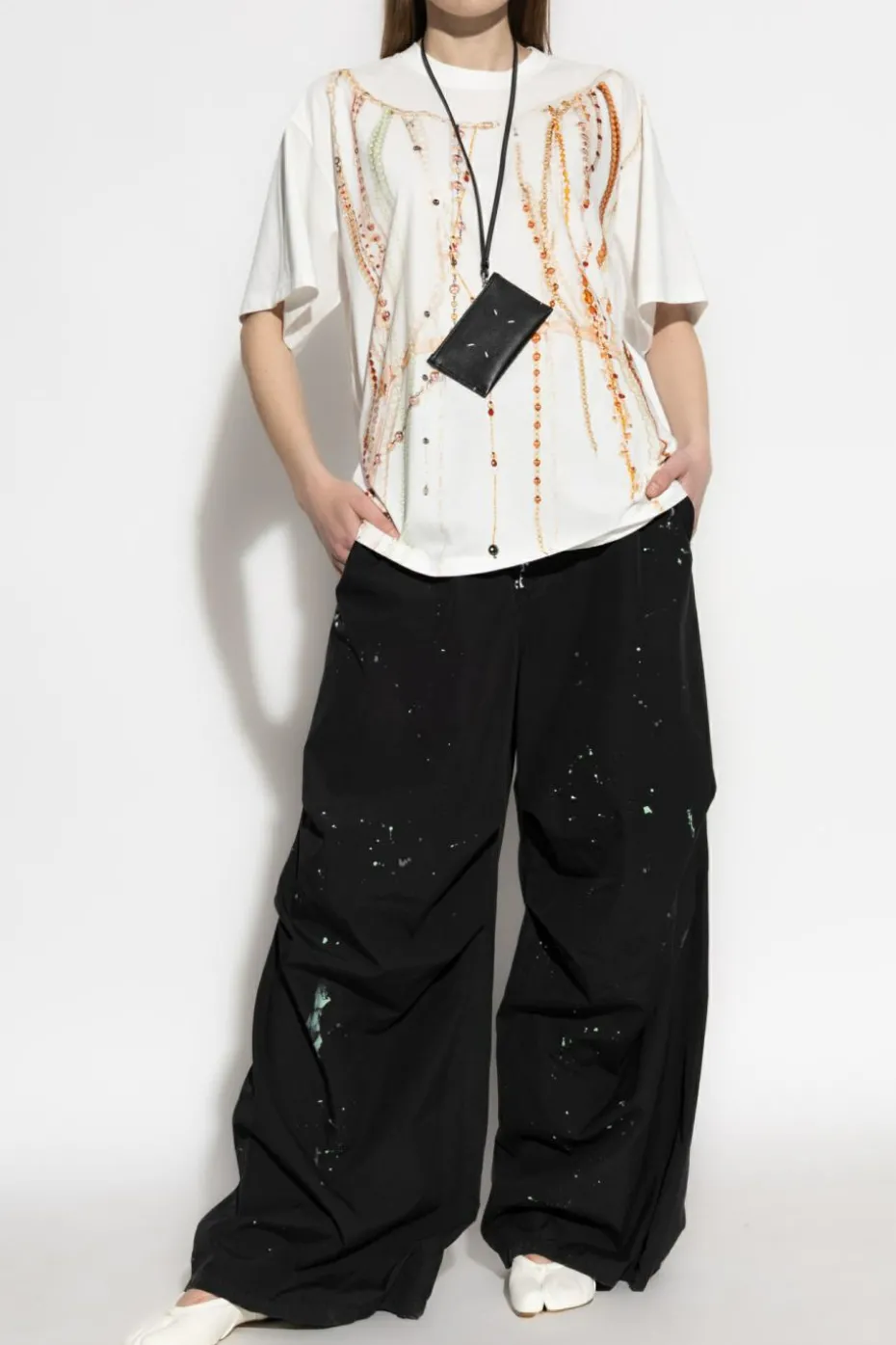 MM6 Maison Margiela BIAŁY T-shirt z nadrukiem