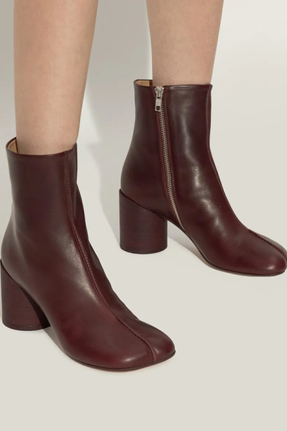 MM6 Maison Margiela BORDO Skórzane botki na obcasie